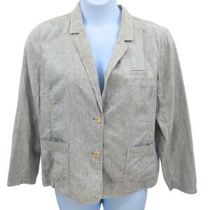 Eileen Fisher Jacket Womens XL Hemp Organic Cotton Button Front Blazer Career